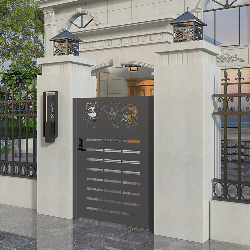 Modern villa  garden gate wrought iron courtyard gate  fence small electric garage door apartment main gate design