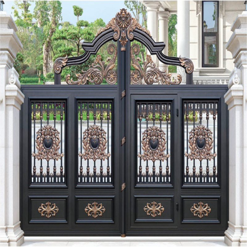 Aluminum alloy carved gate side double door high quality villa entrance gate