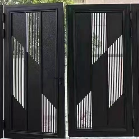 Aluminum Doors Bi-fold high quality style main gate front security steel door arch steel doors wrought iron villa gate designs