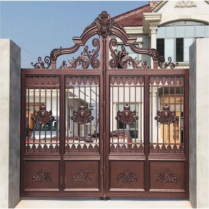 Aluminum alloy carved gate side double door high quality villa entrance gate