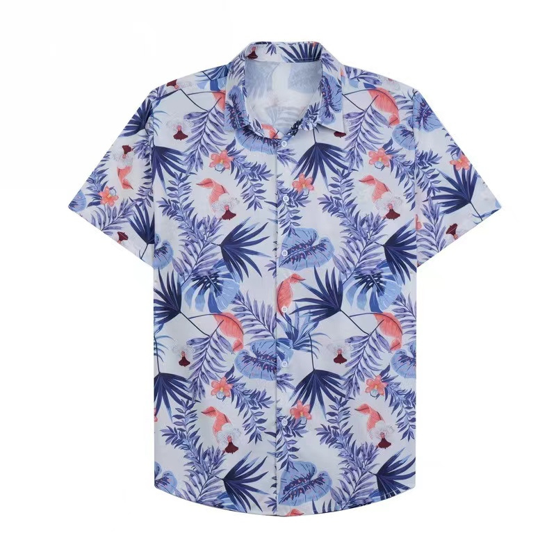 OEM Design Beachwear Camp Printed Button Up Short Sleeve Hawaiian Men's Shirt