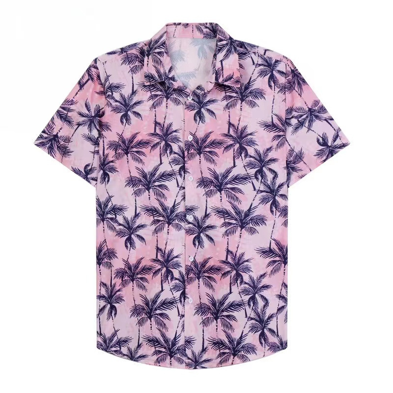 OEM Design Beachwear Camp Printed Button Up Short Sleeve Hawaiian Men's Shirt