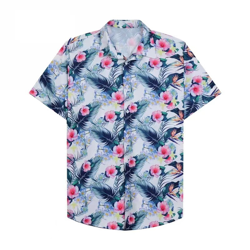 OEM Design Beachwear Camp Printed Button Up Short Sleeve Hawaiian Men's Shirt