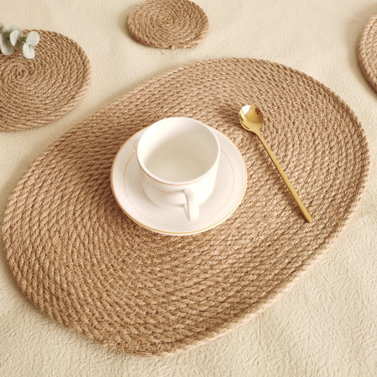 Factory directly supply woven jute placemat round jute mat for table decoration casserole mat for hotel and restaurant