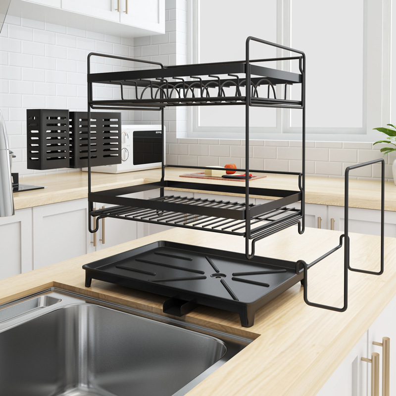 1/2 tier Stainless Steel Kitchen Drying Rack plates dish stand shelves with drainboard storage holders organizer plates Rack