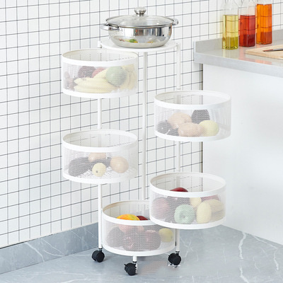 3-5 Layers Vegetable Contain Basket Room Storage Shelf Metal Round Kitchen Storage rack Or Fruit Storage Shelf