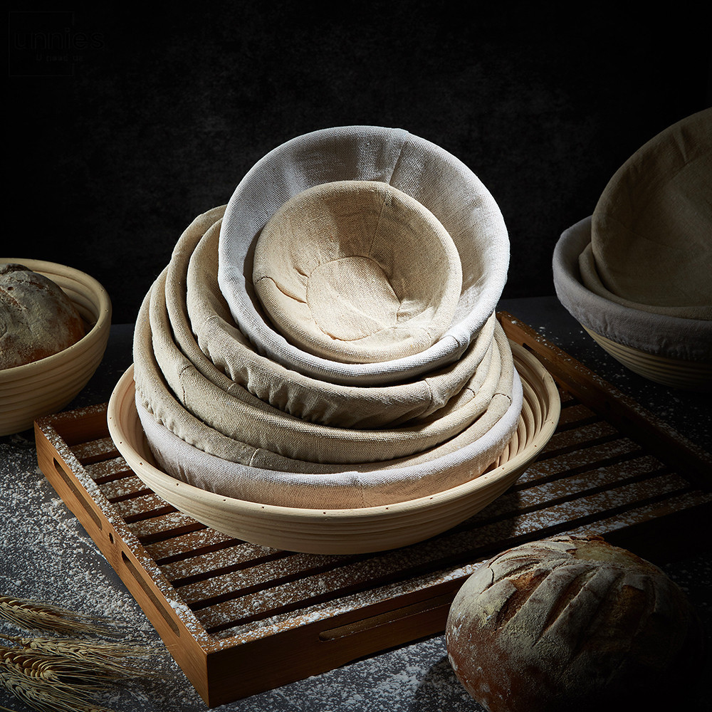 Bread Banneton Proofing Basket Set of 2 Sourdough Baskets with Lame Linen Liner Basting Brush for Making Baking Fermentation