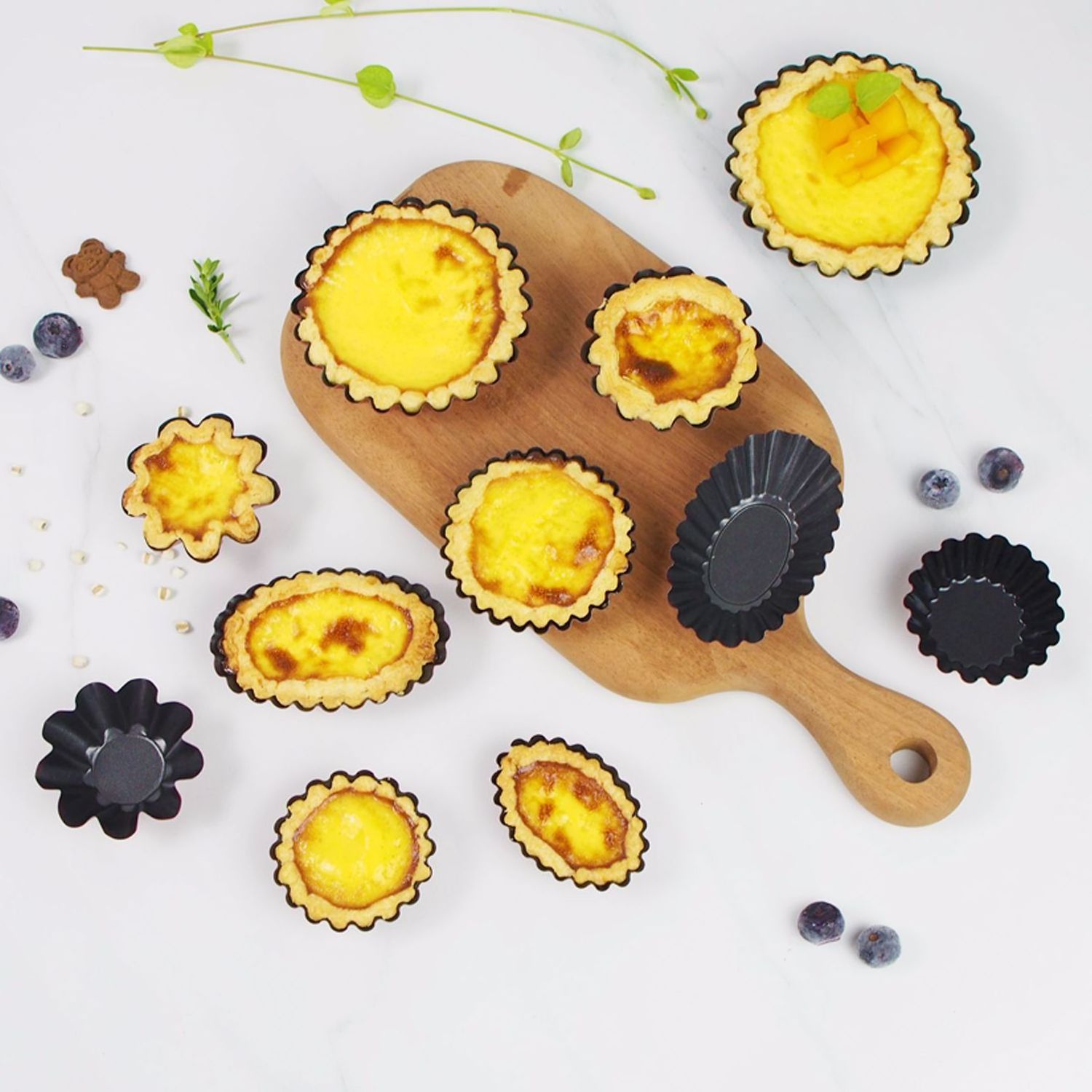 Egg Tart Molds Carbon Steel Cake Muffin Moulds Reusable Non-Stick Moulds for Cupcake Cake Pudding Cookie Baking Multi Size Shape