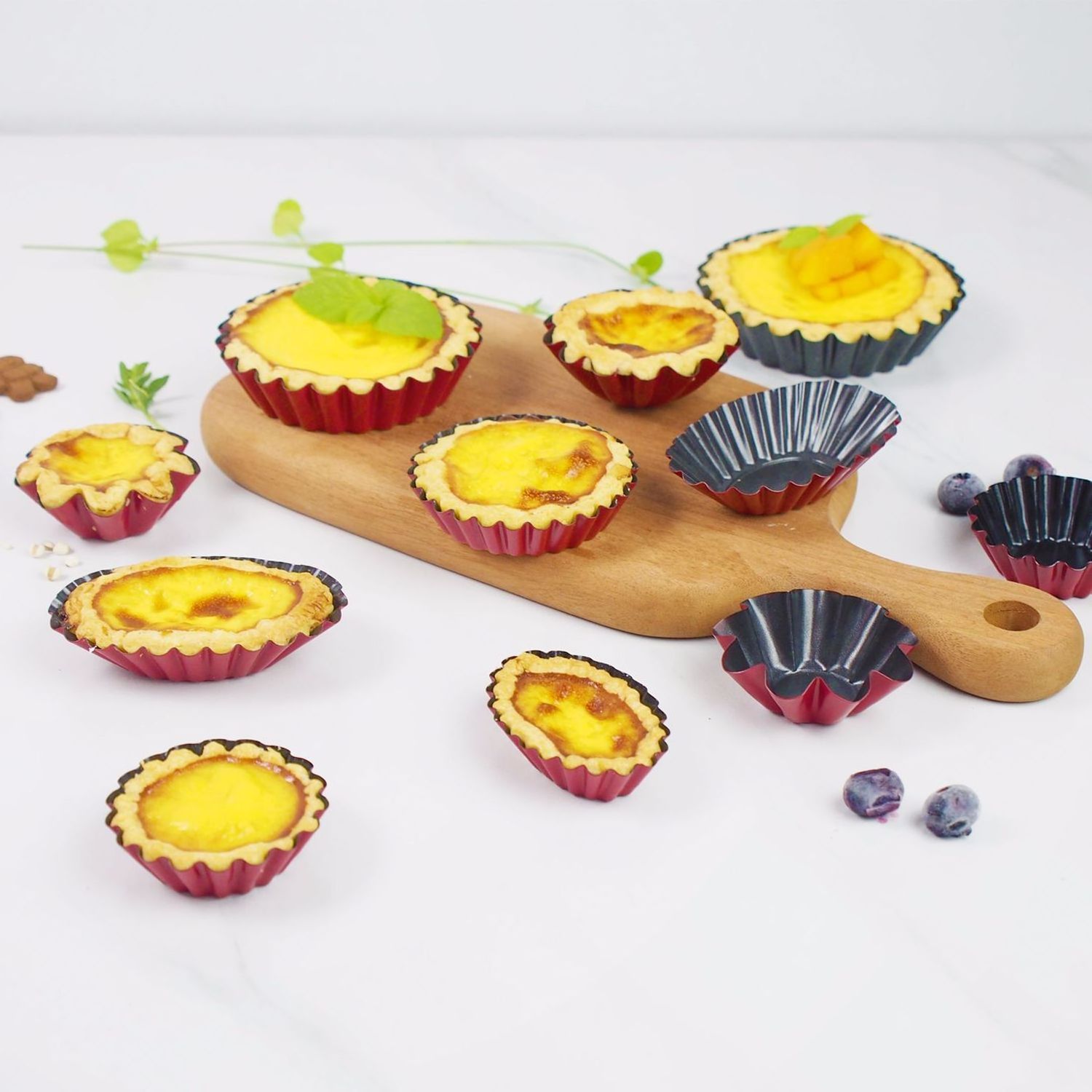 Egg Tart Molds Carbon Steel Cake Muffin Moulds Reusable Non-Stick Moulds for Cupcake Cake Pudding Cookie Baking Multi Size Shape