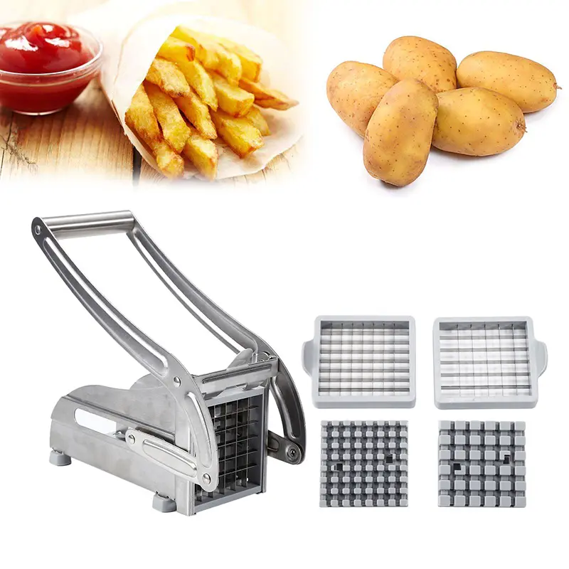 Commercial Manual Handheld Potato Vegetable Slicer Potato Fry Cutter Stainless Steel French Fry Cutter With Suction Cups