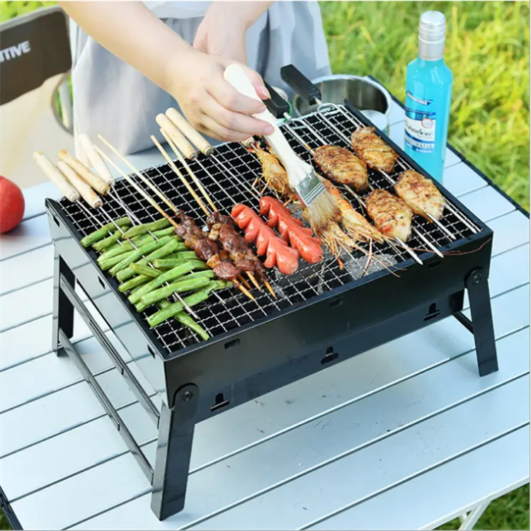 Quick Shipment Mini Barbecue Grill Foldable Steel Camping Outdoor Small Charcoal Stainless Steel Portable BBQ Grills