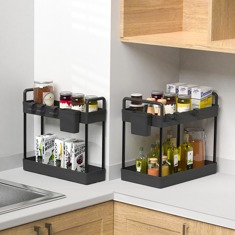 2 Tier Sliding Storage Boxes Kitchen Sink Organization Put Out Drawer Under Sink Organizers And Storage