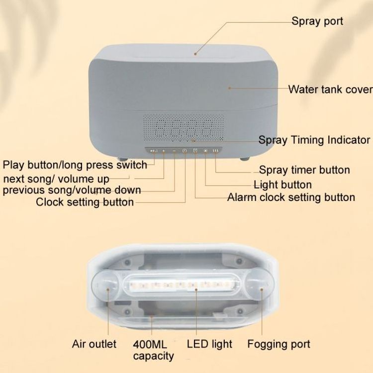 2023 Newest Campfire Design 400ML Ultrasonic Air Humidification Night Light Flame Humidifier Flame With Bluetooth Air Humidifier