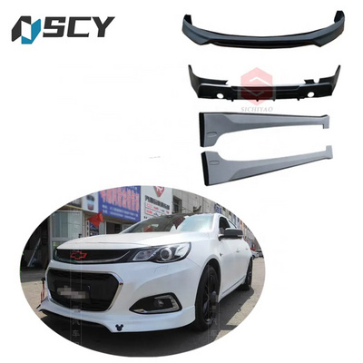 Gloss Black Front Bumper Spoiler + Side Skirts + Rear Lip Kit For Chevy Malibu