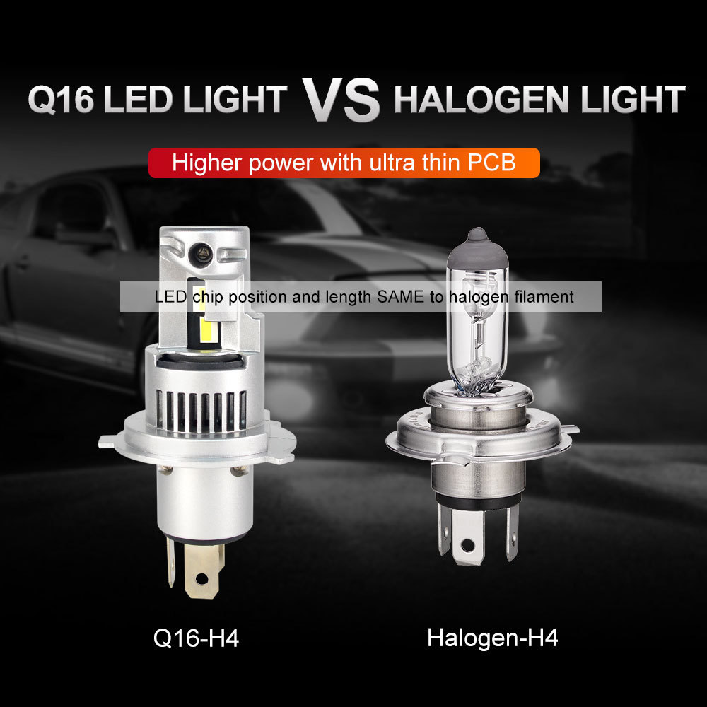 2024 New Q16 H4 HIGH/Low Beam Bulbs Car LED Headlights 110W 8000LM Super White 6500K Car LED Headlights