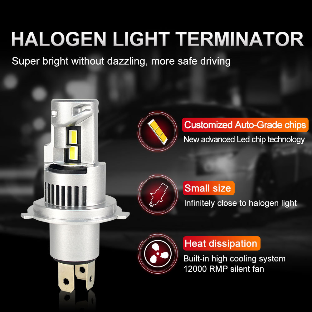 2024 New Q16 H4 HIGH/Low Beam Bulbs Car LED Headlights 110W 8000LM Super White 6500K Car LED Headlights