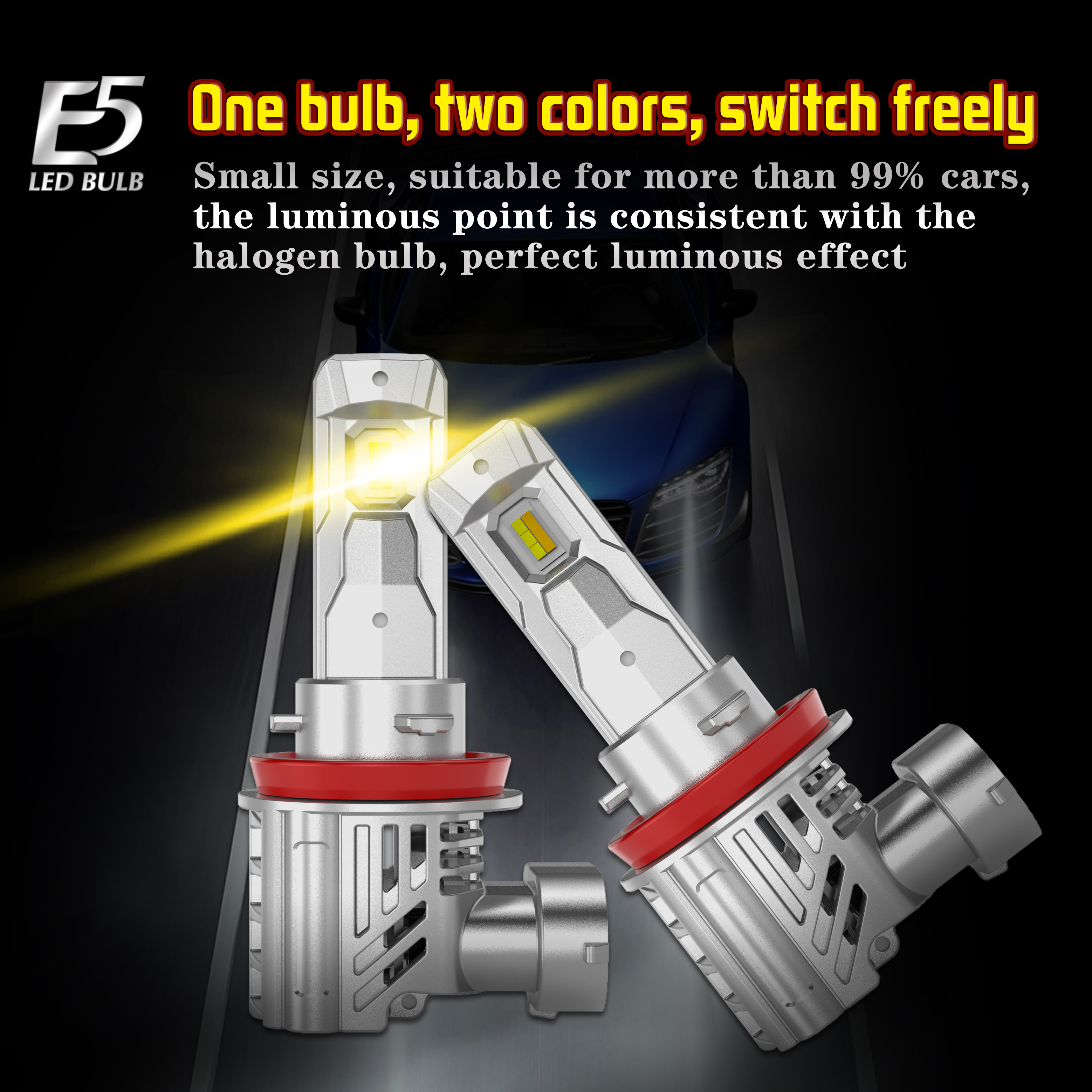 2024 Newest Plug-N-Play car LED Bulbs 12000LM 6500K 1:1 Design H3 9005 9006 HB3 HB4 Halogen Replacement LED headlights