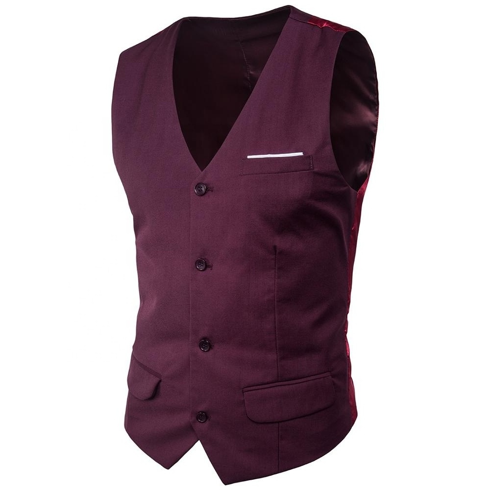 Fashion Classic Men Formal Casual tuxedo vests black blue suit Vest solid Slim Waistcoat