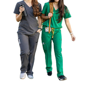 Yuhong plus size srubs medical uniform nurse cotton pregnant nursing with pockets 3 piece nurses maternity scrubs suit