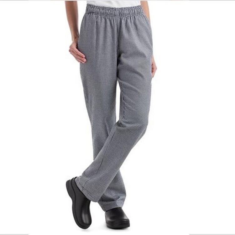 black and white check chef trousers modern fit women chef pantsv