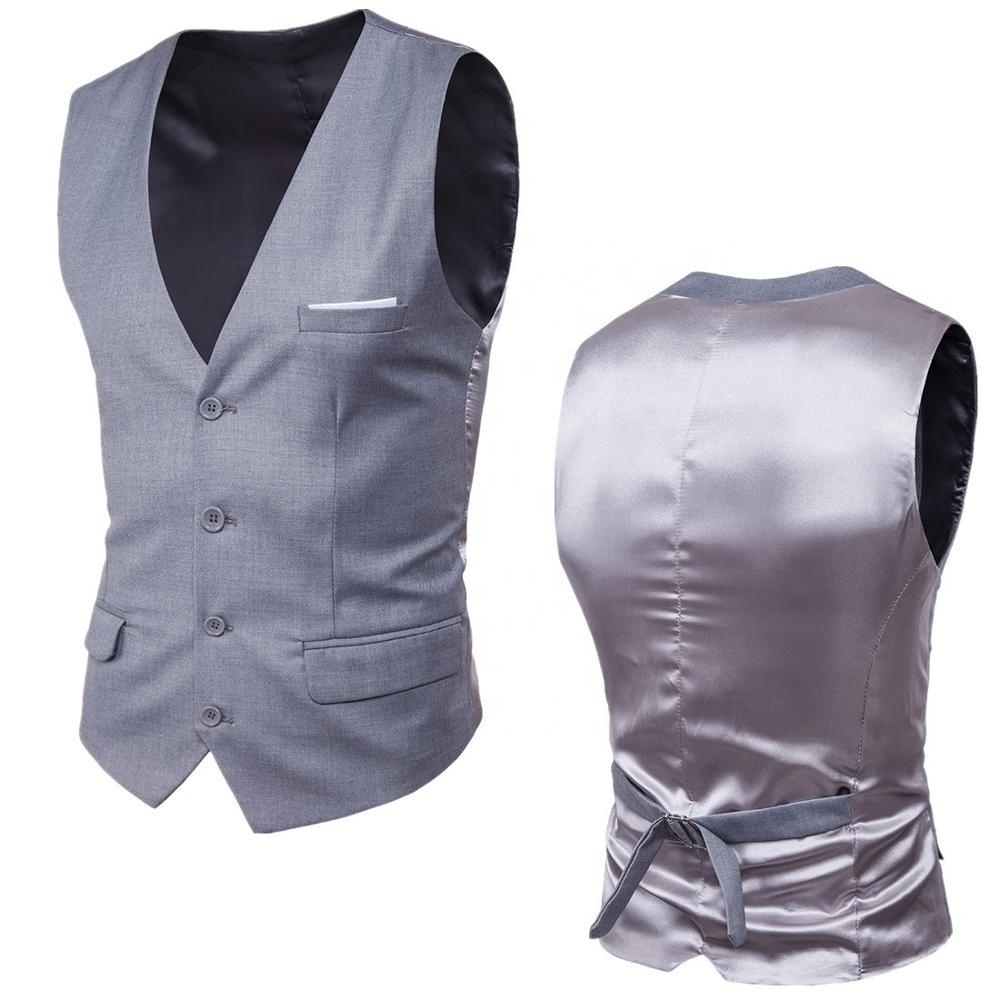 Fashion Classic Men Formal Casual tuxedo vests black blue suit Vest solid Slim Waistcoat