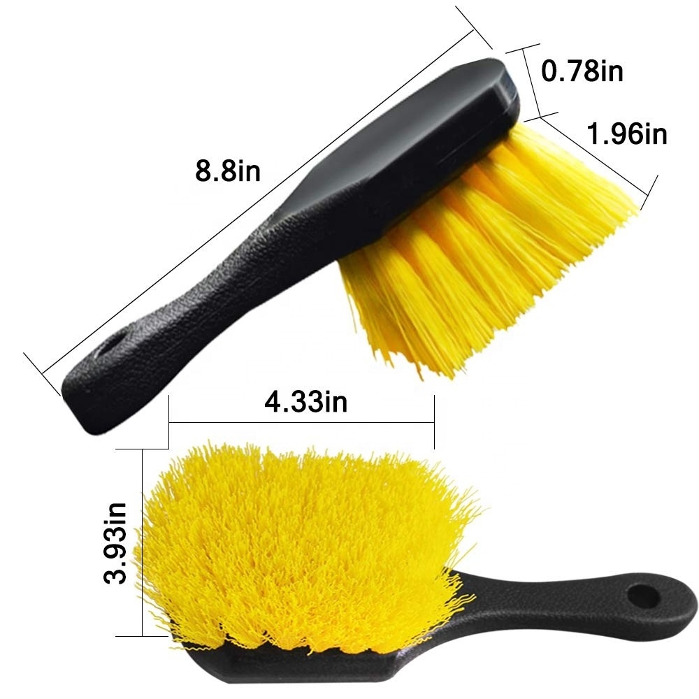 Wholesale Soft Short Handle Bristle 2 Set Car Wash Brush Cleaning Auto Wheel Tire Cleaner for Easy Scrubbing