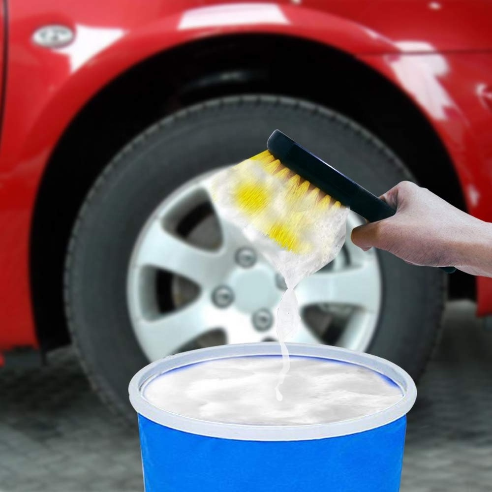 Wholesale Soft Short Handle Bristle 2 Set Car Wash Brush Cleaning Auto Wheel Tire Cleaner for Easy Scrubbing