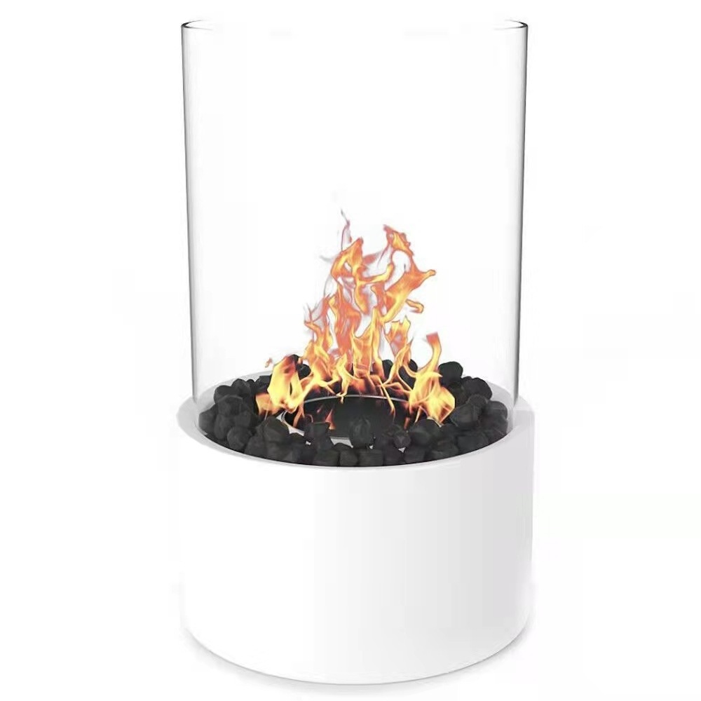 Outdoor Small Desktop Free Standing Bio Fuel Fire Pit Table Bio ethanol Tabletop Glass Fireplace glass