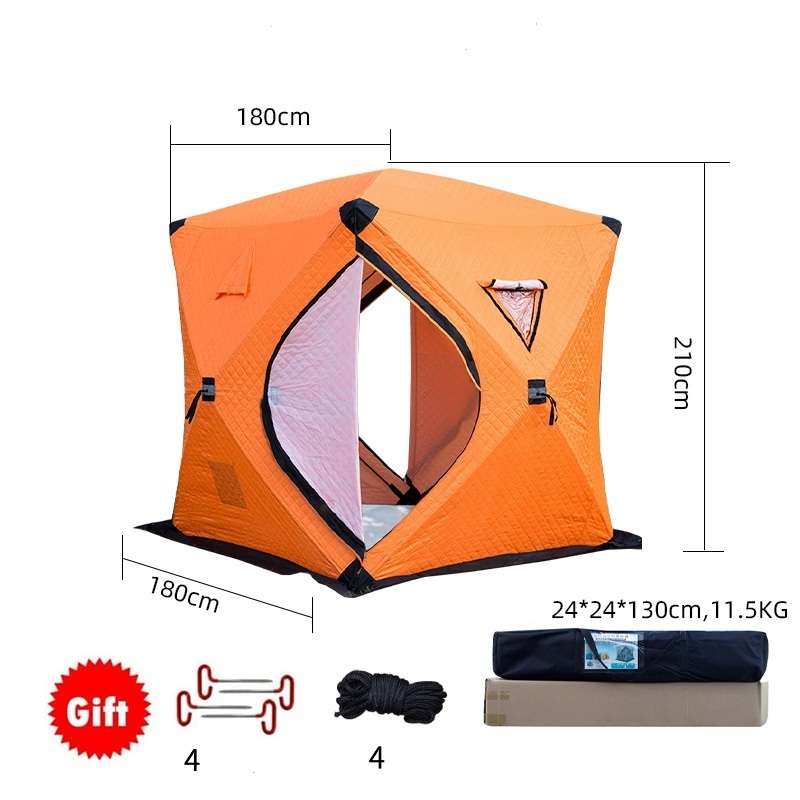 Outdoor 3-4 Person Sauna House Large chimney Mouth quick Open Portable Winter folding Camping Ice Fishing Tent with wood stove