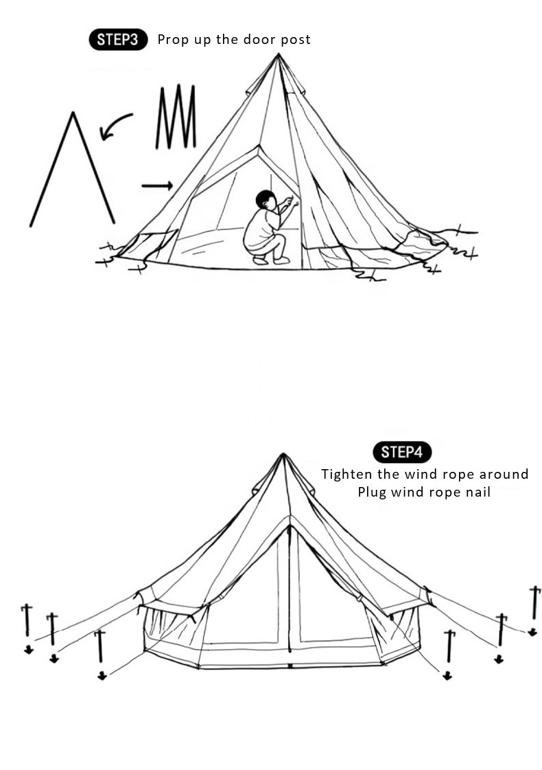 3M 4M 5M 6M 7M New design outdoor canvas bell tent two door canvas bell