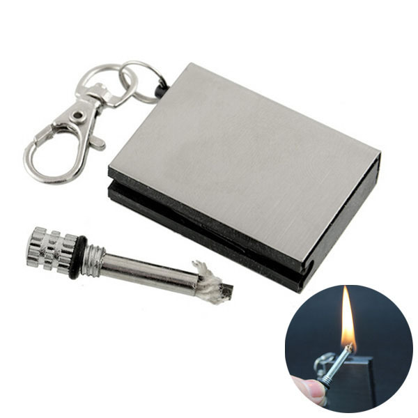 Outdoor survival ignition tool metal forever keychain oil candle lighter match chain key stick lighters camping ignition tool