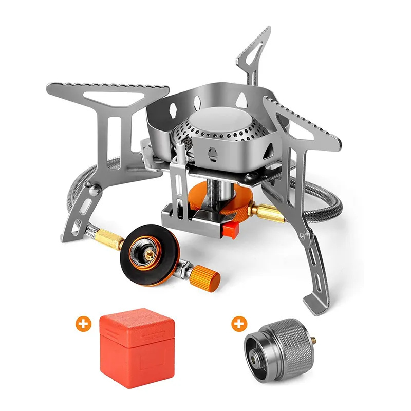 Hot Sales Camping Stove Portable WindProof mini stove Outdoor Tourist Burner Gas Stove With adapter for Picnic Hiking Cooking