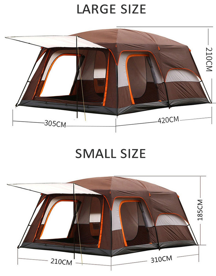 Family Tent Camping Tents Large Space Luxury 6 8 12 Persons Waterproof Double Layers 2 Rooms 1 Living Room For Outdoor