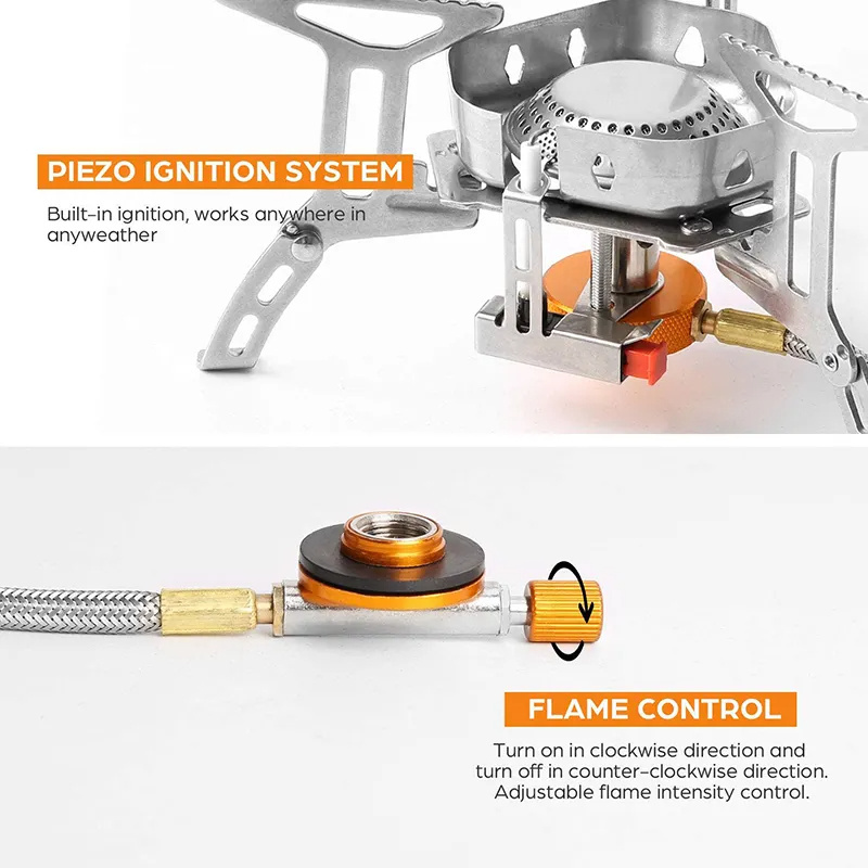 Hot Sales Camping Stove Portable WindProof mini stove Outdoor Tourist Burner Gas Stove With adapter for Picnic Hiking Cooking