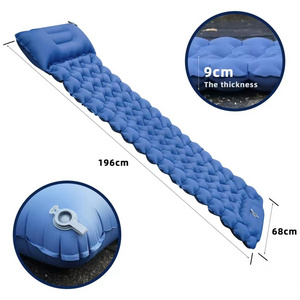 Outdoor Camping Sleeping Pad Inflatable Mattress with Pillows Ultralight Air Mat Built-in Inflator Pump Travel Hiking