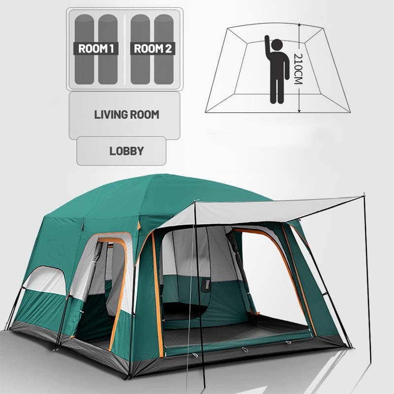 outdoor camping tent with 2 rooms 1 living room waterproof extra large space 12 persons  tent family tent