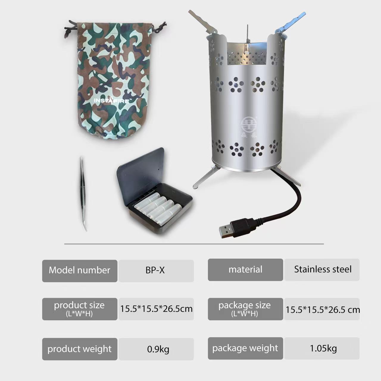 Outdoor Solo Backpack Hiking Camping  Stove Portable Outdoor Picnic Folding Camping Stainless Steel burning wood Stove