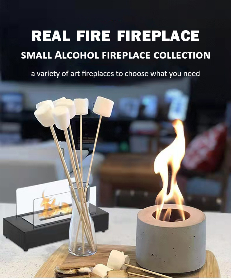 Small Round Alcohol Ethanol Stove Indoor Outdoor Tabletop Bio Concrete Ethanol Fireplace Pellet Fireplaces Garden Stands Modern