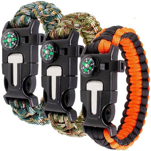 Outdoor Camping Custom Logo Rope Stainless Steel Woven Adjustable U-Shaped Buckle Weaving Nylon Survival Parachute Bracelet