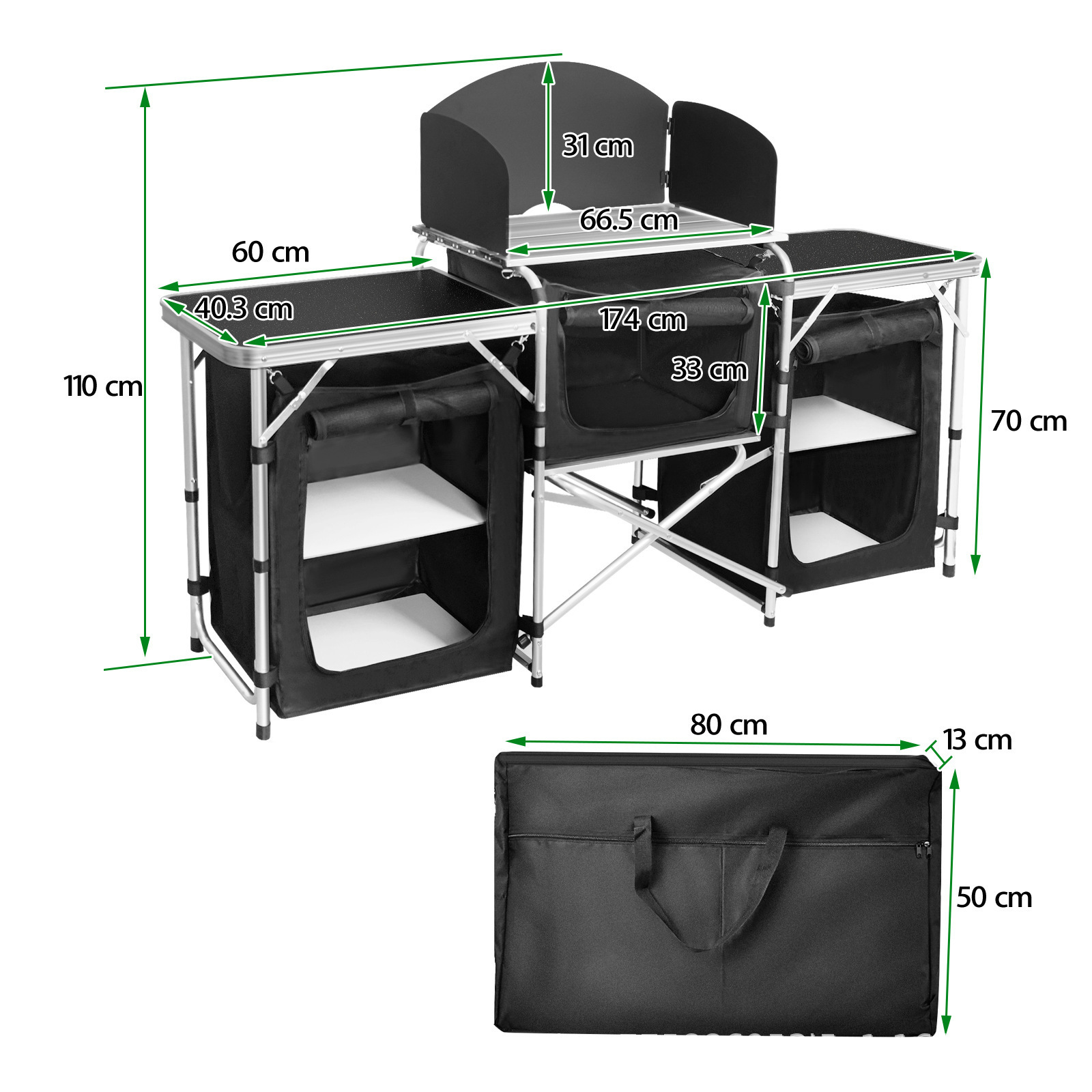 Amazon hot-selling outdoor camping mobile kitchen Portable Outdoor Foldable Cooking Station Camping Kitchen Table WIth Storage