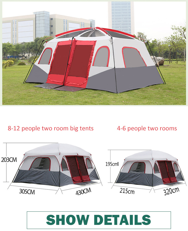 12  Person 2 Rooms High Quality Luxury Outdoor Camping Tent With Convertible Screen House Camp Tent