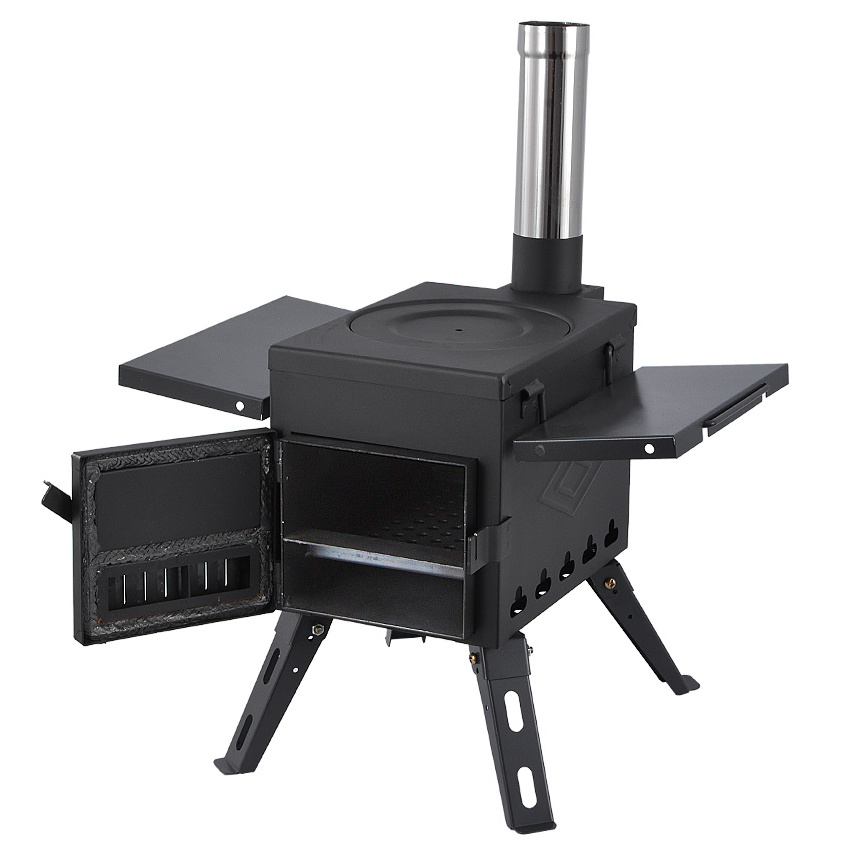 Portable freesatnding steel outdoor camping heating cooking smokeless wood burning stove for tent