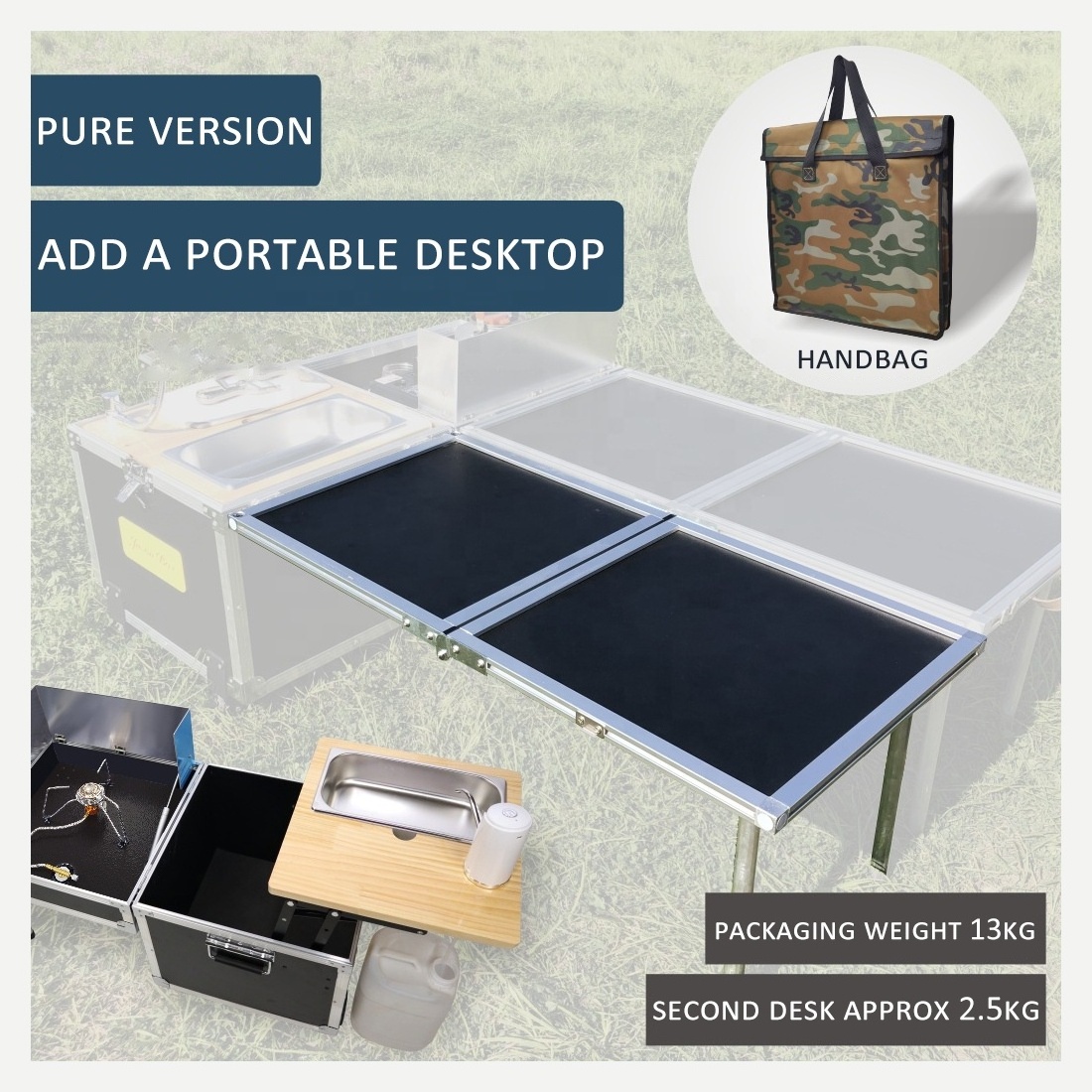 Outdoor camping portable mobile kitchenette camping picnic kitchen cooking folding storage box self-driving integrated stove