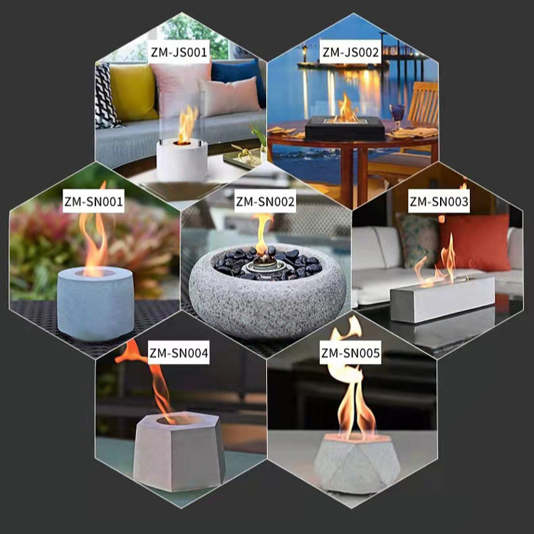 Small Round Alcohol Ethanol Stove Indoor Outdoor Tabletop Bio Concrete Ethanol Fireplace Pellet Fireplaces Garden Stands Modern