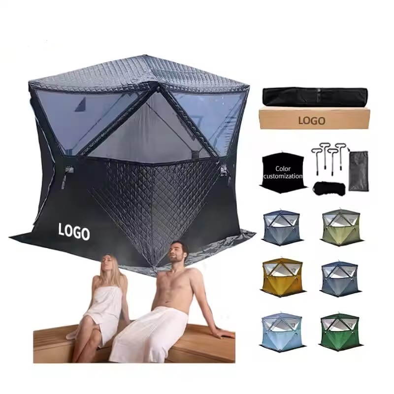 Amazon Outdoor Automatic Pop up Three layer Thicken Sauna Tent large Window Camping Ice Fishing Tent Portable Sauna Tent