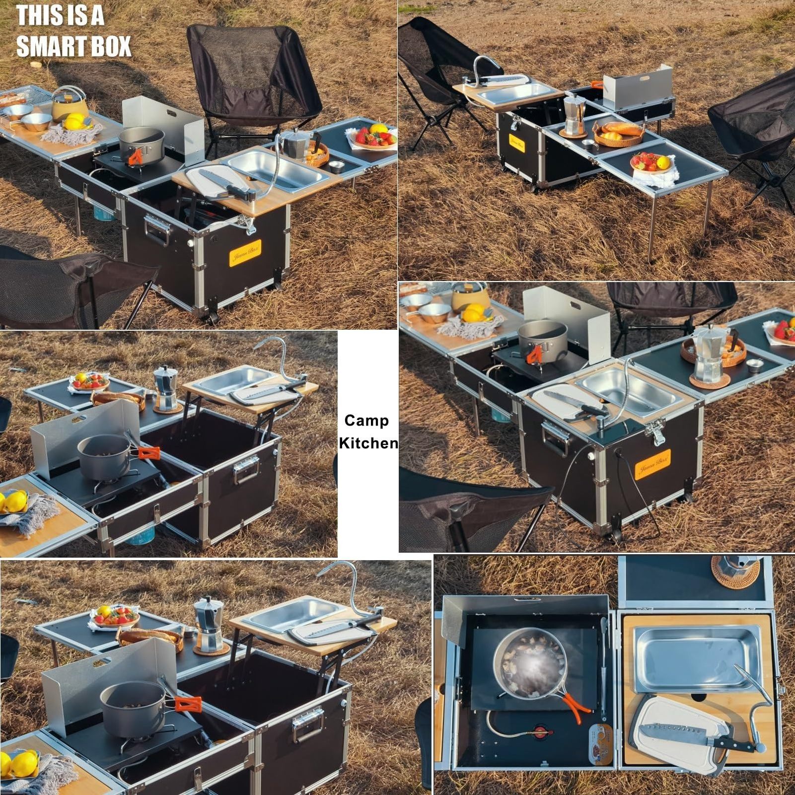 Outdoor Camping Cooking Set Camping mobile Kitchen box cook Table Stove Portable Car folding kitchen for Outdoor camping hiking