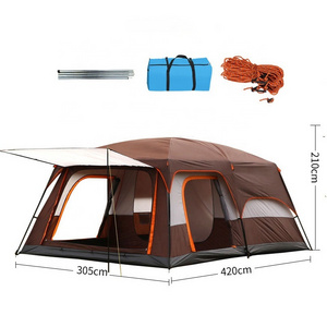 Family Tent Camping Tents Large Space Luxury 6 8 12 Persons Waterproof Double Layers 2 Rooms 1 Living Room For Outdoor