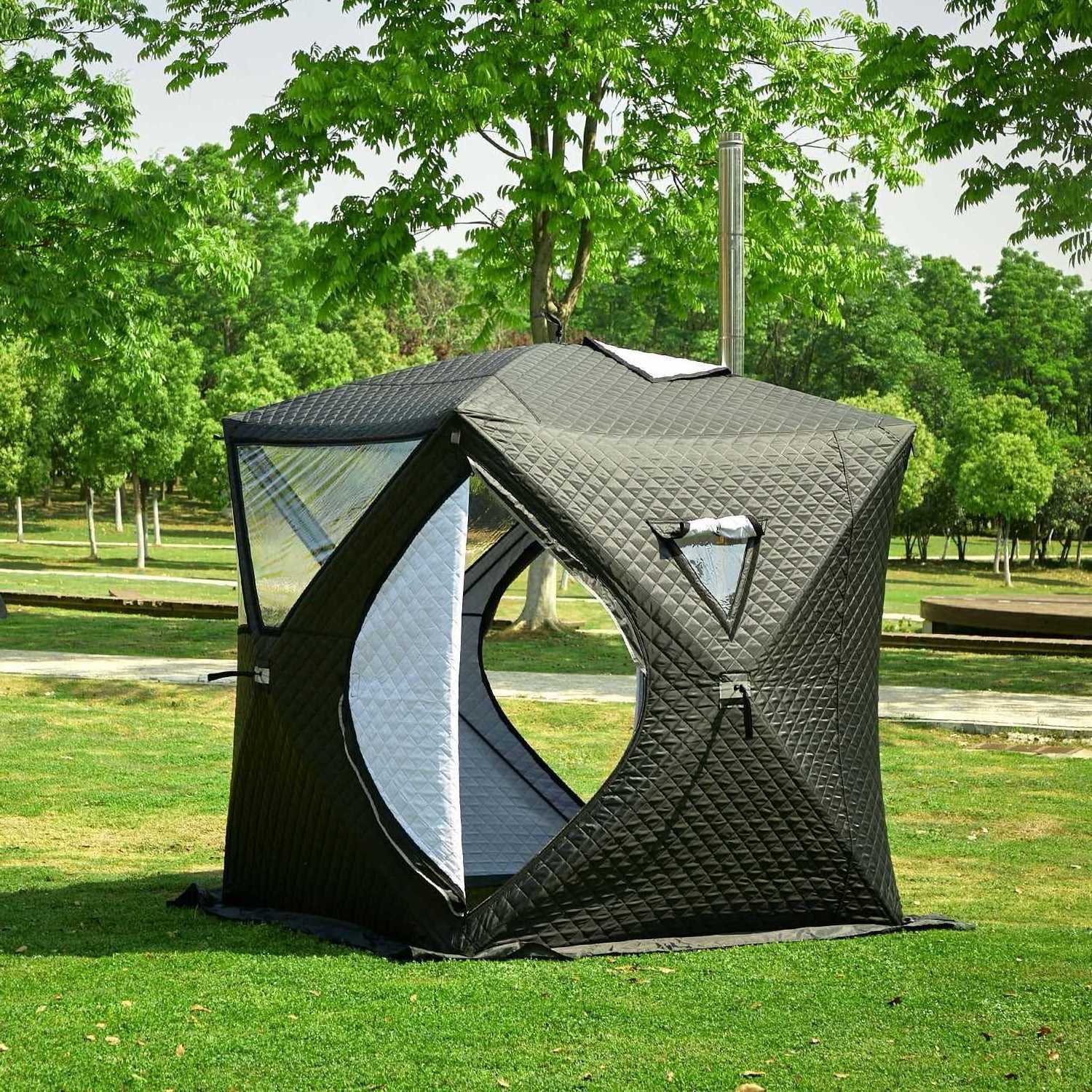 Amazon custom Outdoor mobile sauna tent room portable Square hiking insulated camping winter hot heating ice cube fishing tent