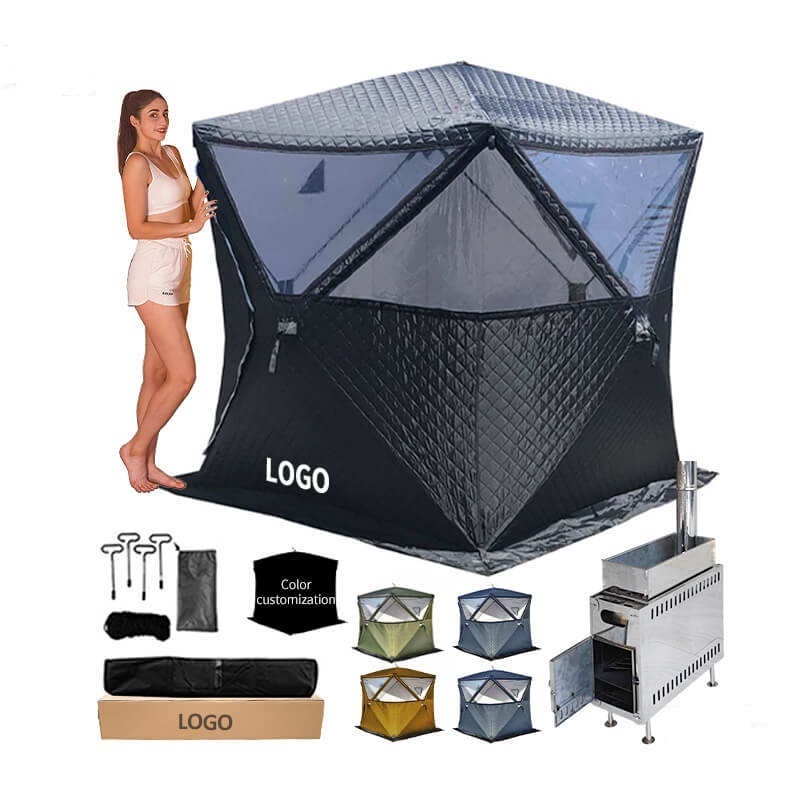 Amazon custom Outdoor mobile sauna tent room portable Square hiking insulated camping winter hot heating ice cube fishing tent