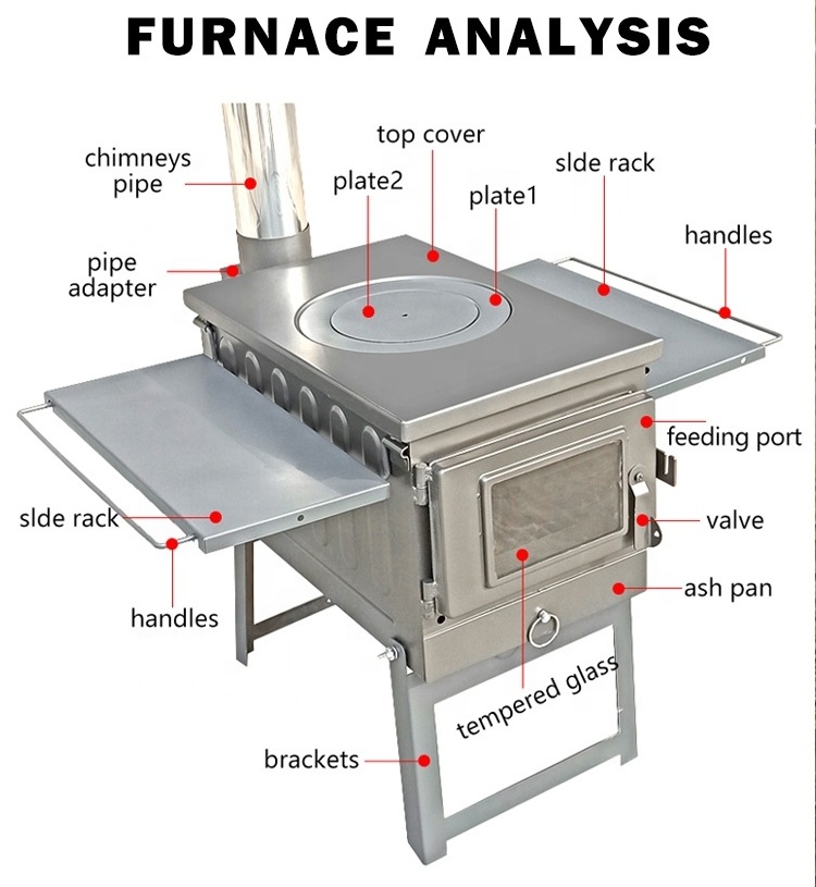 Outdoor Wood Stove Portable Camping Hiking Backpacking Stainless Steel Burning Stove Folding Camping Stove steel wood burning